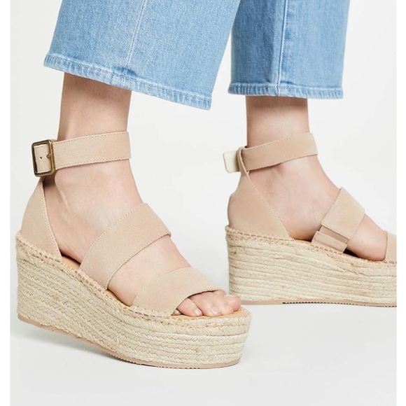 Soludos Palma Suede Espadrille Platform Wedge Sandal in Tan - Picture 2 of 11